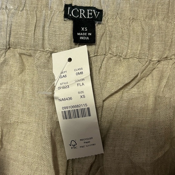 NWT J. Crew High Waist Linen Pull On Shorts - Tan - Picture 8 of 9